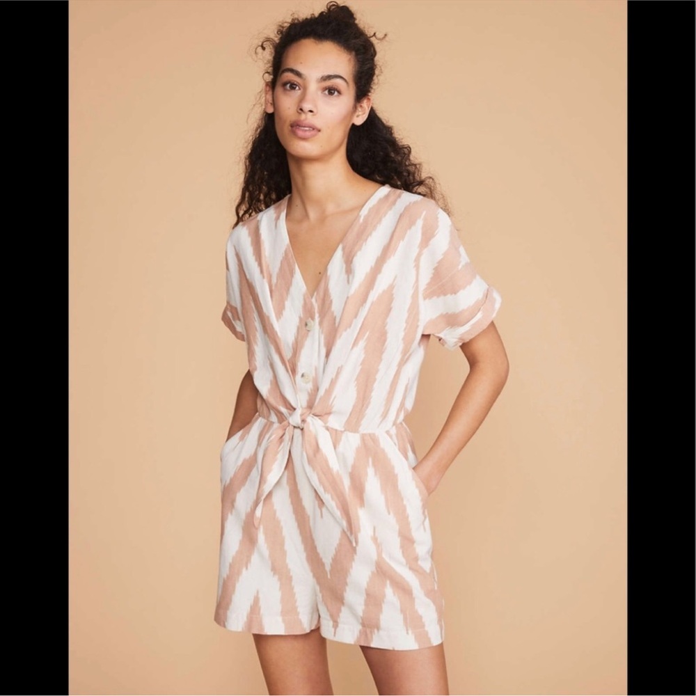 Lou & Grey Ikat Tie Front Romper
